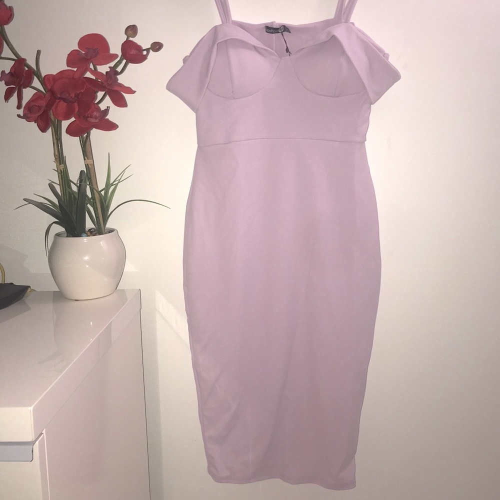 Strappy cold shoulder midi dress